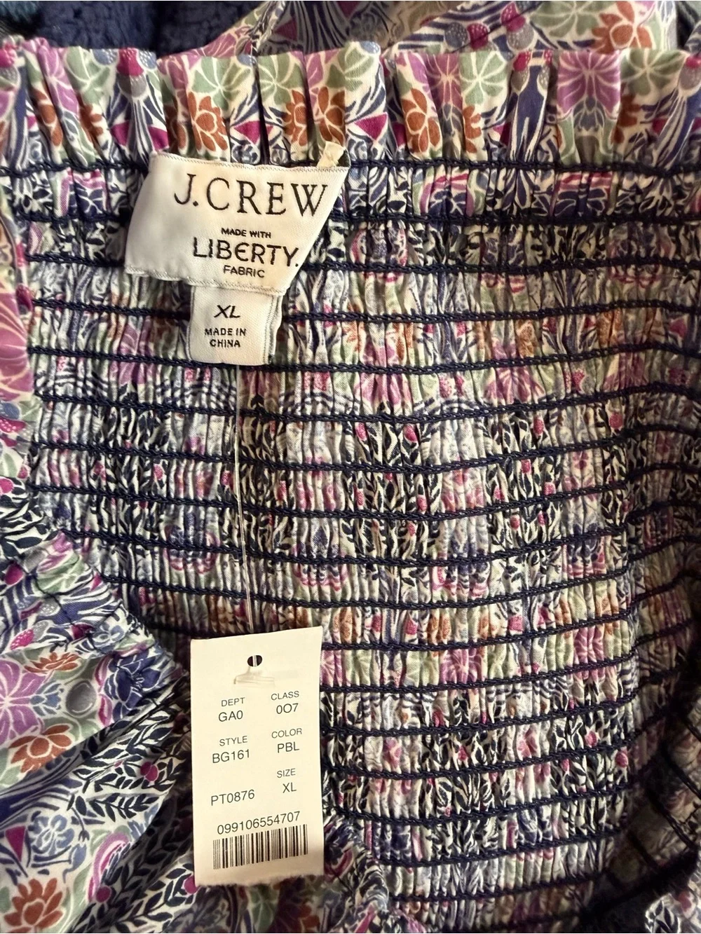NWT J.Crew Liberty Club Nouveau Smocked Puff Sleeve Peplum Top XL